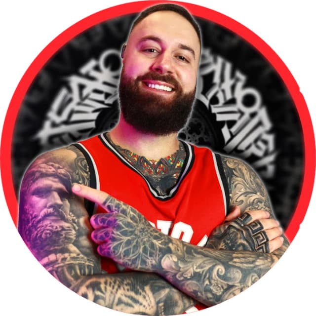 Justin, the creator of JustINKD, showing his tattoos
